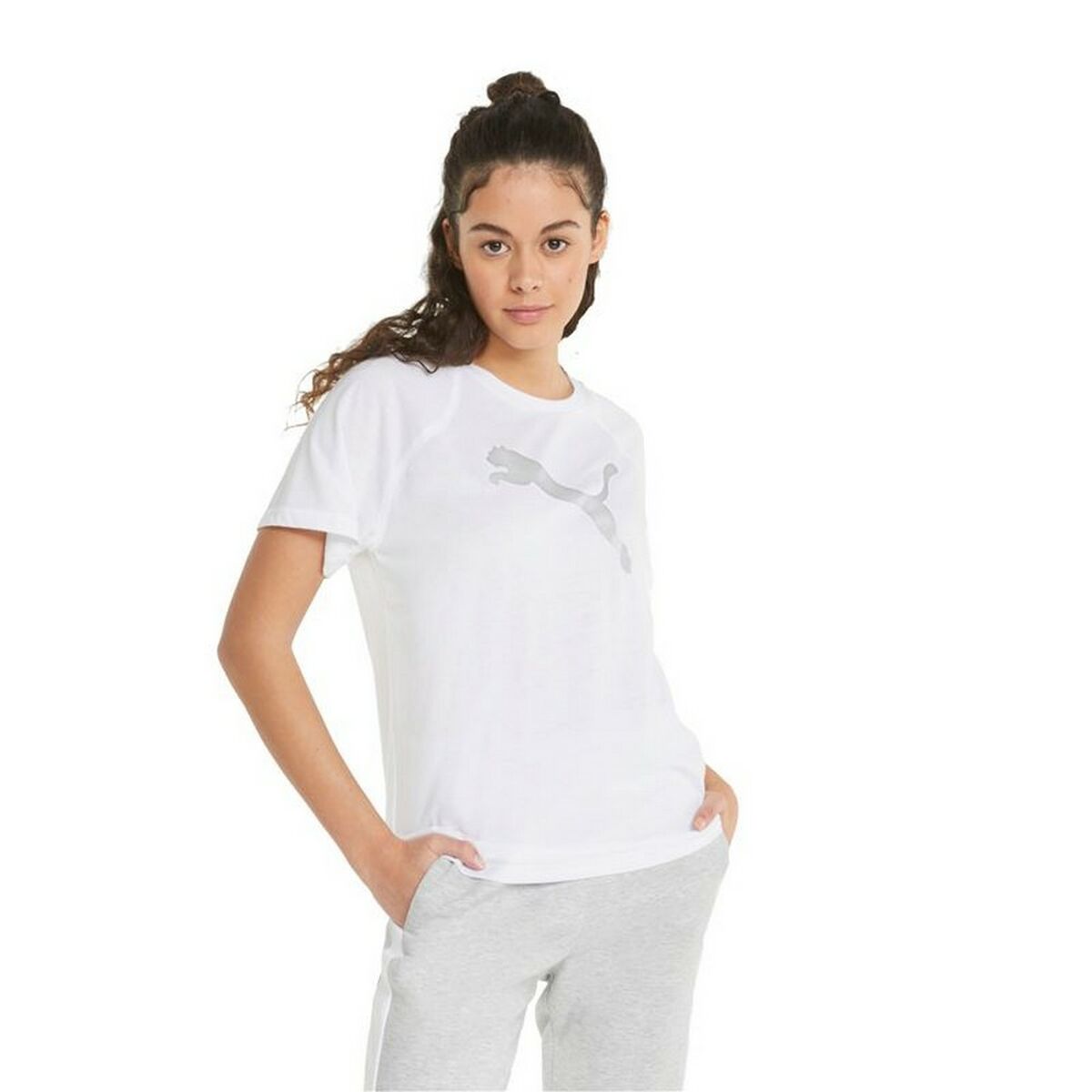 Women’s Short Sleeve T-Shirt Puma Evostripe White