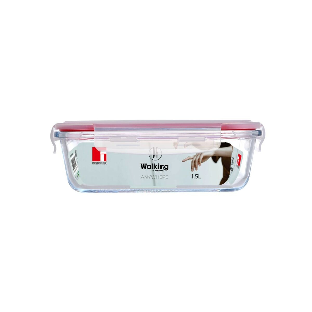 Hermetic Lunch Box Bergner Red Borosilicate Glass (1500 ml)