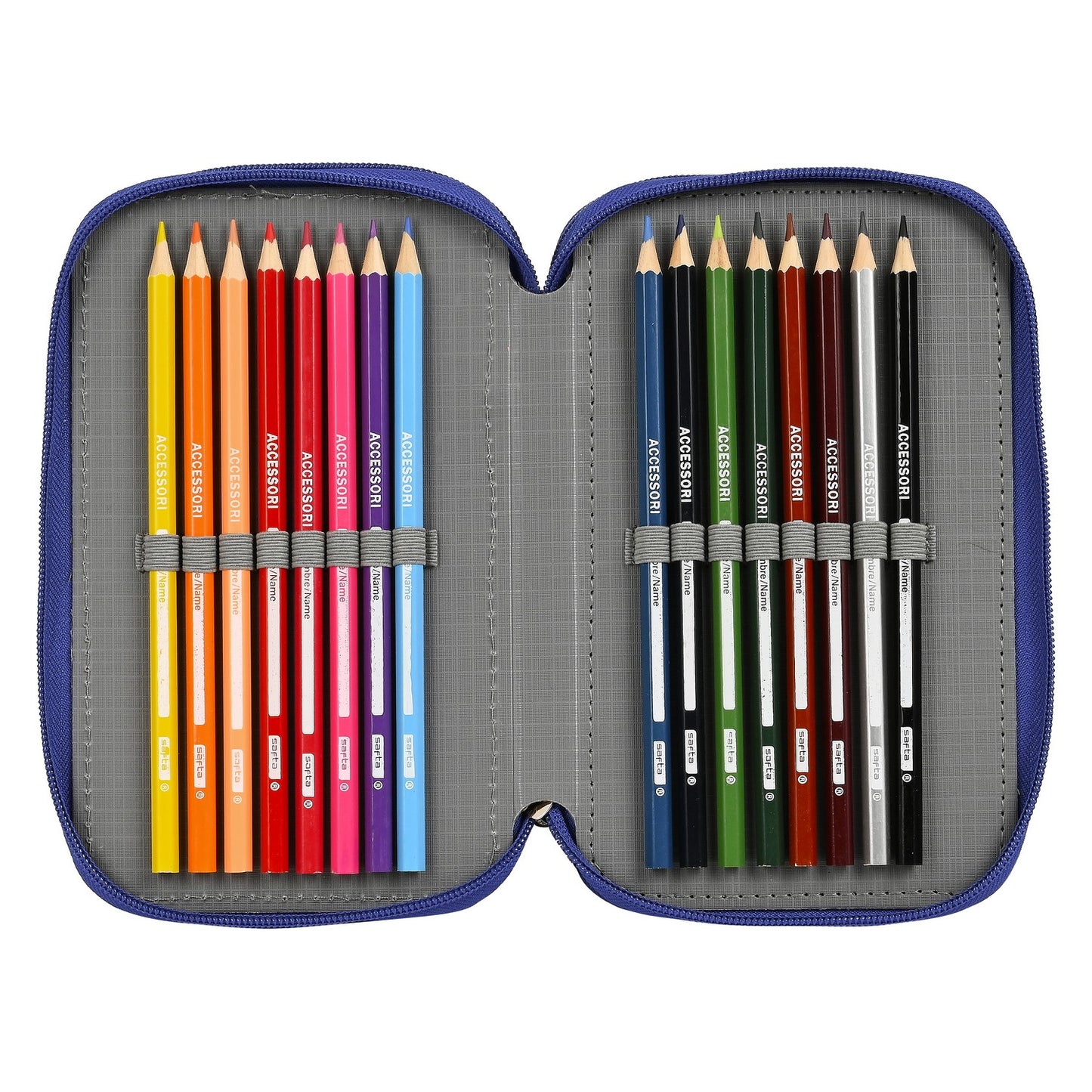 Triple Pencil Case Real Madrid C.F. Blue White (36 Pieces)