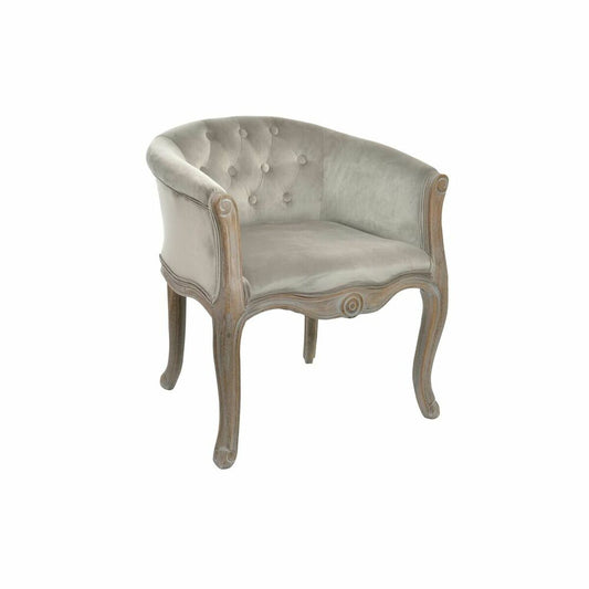 Armchair DKD Home Decor Polyester Rubber wood Light grey (62 x 58 x 69 cm)