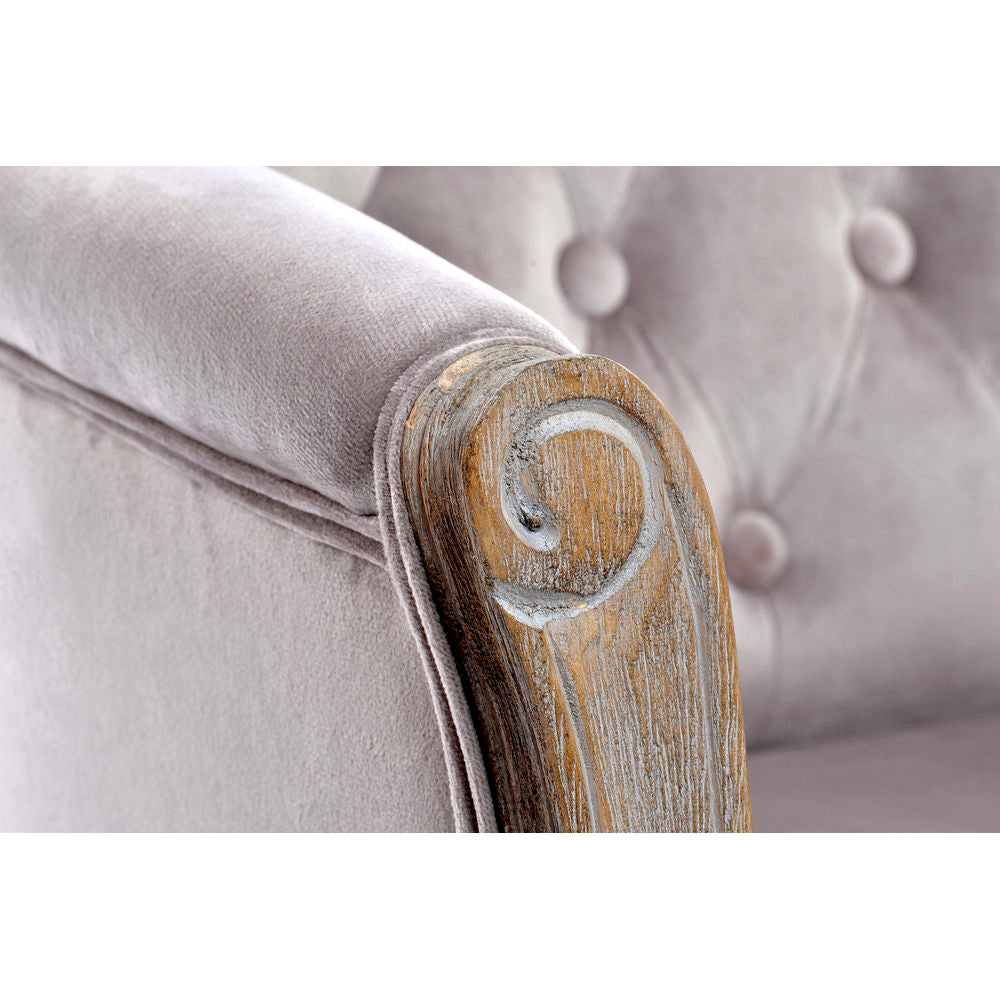 Armchair DKD Home Decor Polyester Rubber wood Light Pink (62 x 58 x 69 cm)