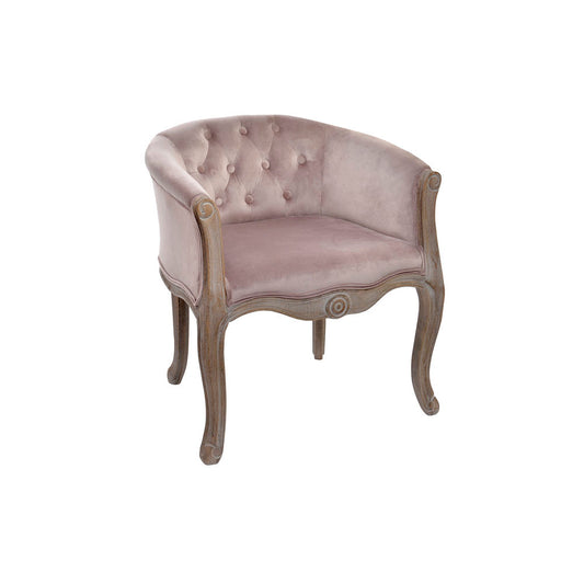 Armchair DKD Home Decor Polyester Rubber wood Light Pink (62 x 58 x 69 cm)