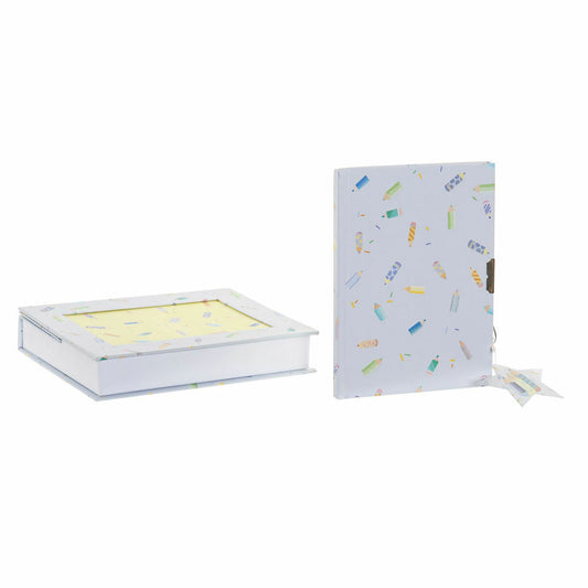 Diary with accessories DKD Home Decor Blue Pencils (15.3 x 3.8 x 20 cm) (13.3 x 0.7 x 18 cm)