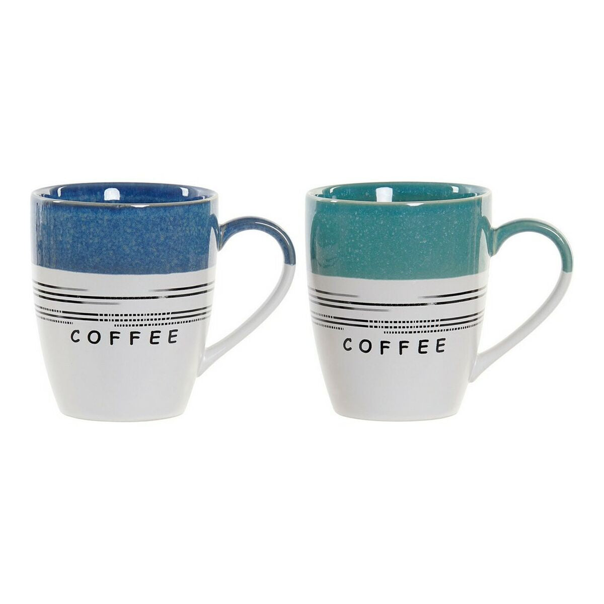 Mug DKD Home Decor Multicolour Rubber wood Stoneware (300 ml) (5 pcs)