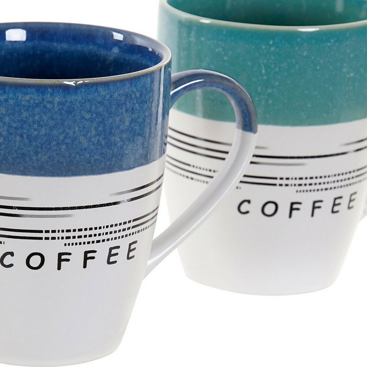 Mug DKD Home Decor Multicolour Rubber wood Stoneware (300 ml) (5 pcs)