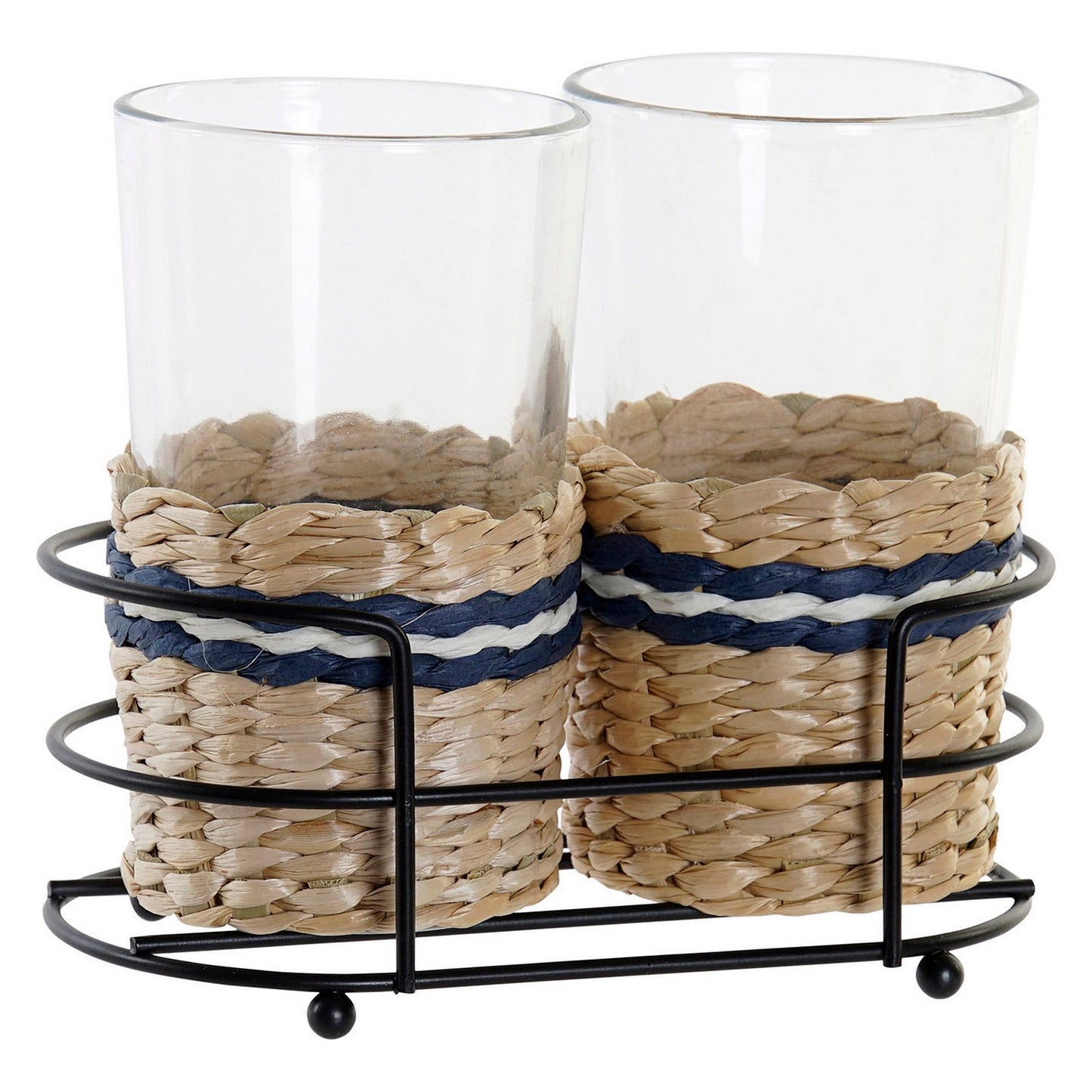 Set of glasses DKD Home Decor Metal Crystal Rattan (2 pcs) (330 ml)