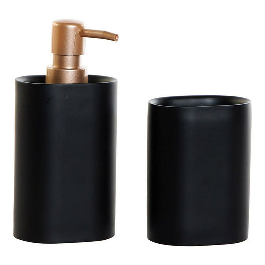 Bath Set DKD Home Decor Black PVC Resin Golden Glam (2 pcs) (8.5 x 6 x 18 cm)