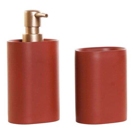 Bath Set DKD Home Decor PVC Resin Modern Golden Terracotta (2 pcs) (8.5 x 6 x 18 cm) (8,5 x 6 x 11,5 cm)