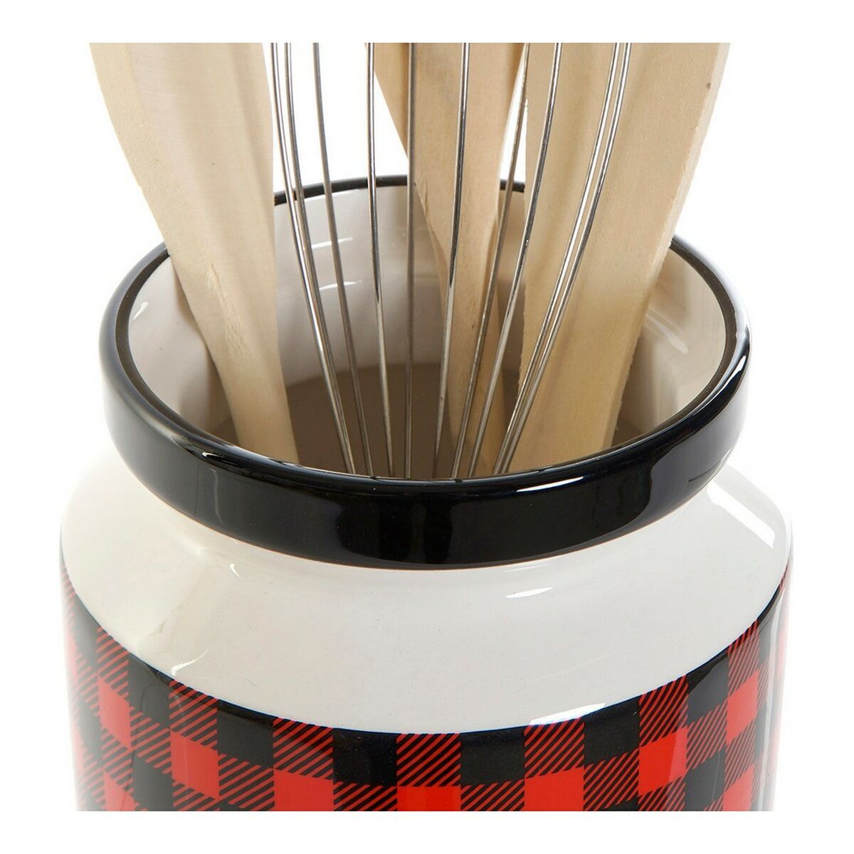 Pot for Kitchen Utensils DKD Home Decor Frames Black Stainless steel Pinewood Dolomite (11,5 x 11,5 x 26 cm)