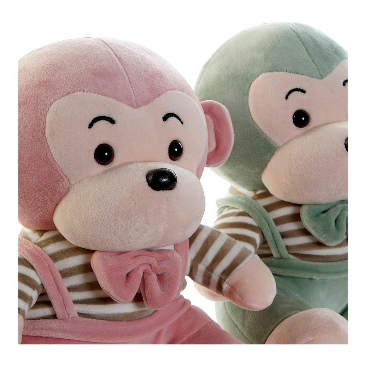 Fluffy toy DKD Home Decor Green Pink Polyester Monkey (2 pcs) (23 x 20 x 27 cm)