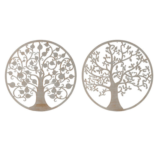 Wall Decoration DKD Home Decor White Metal Tree (2 pcs) (100 x 1 x 100 cm)