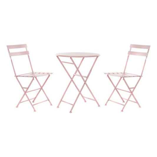 Table set with 2 chairs DKD Home Decor Pink Metal (3 pcs)
