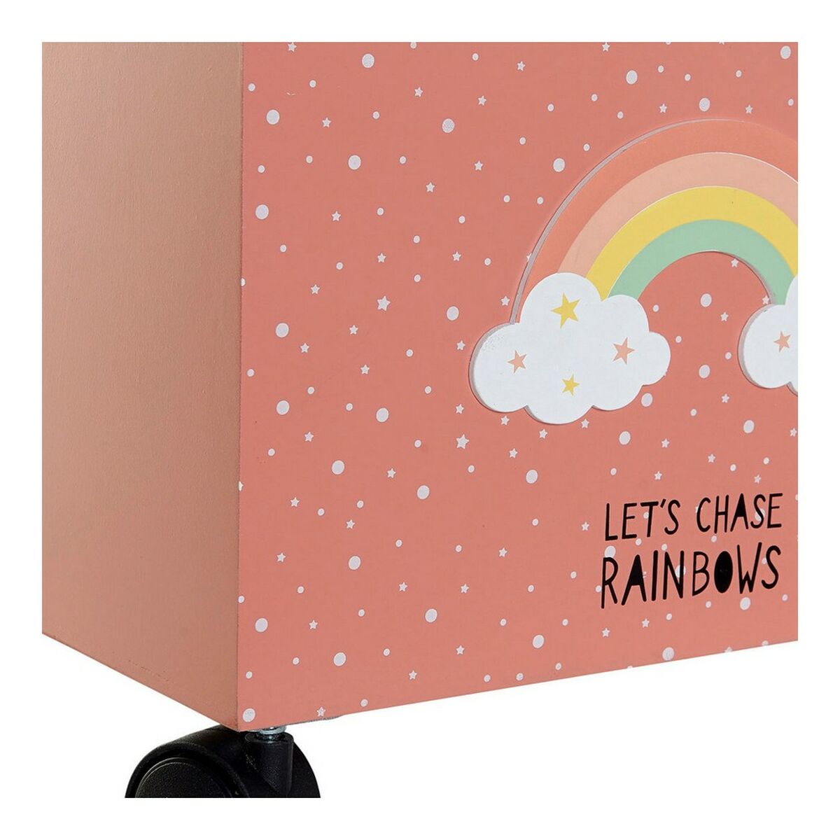 Storage Box with Wheels DKD Home Decor White Pink MDF Wood (2 pcs) (30 x 22 x 26 cm)