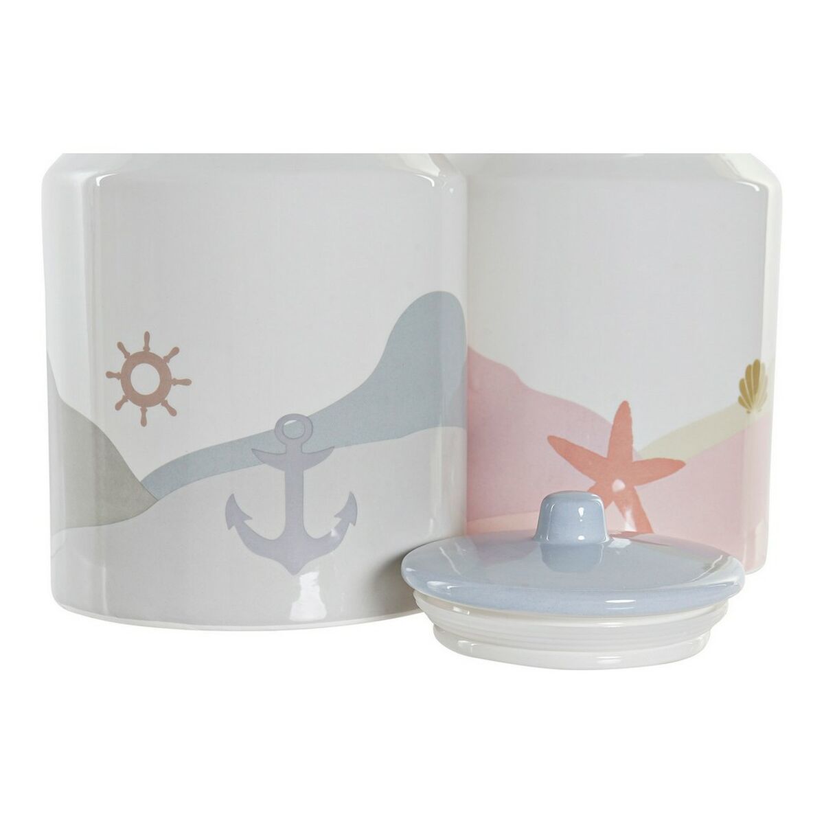 Tin DKD Home Decor Dolomite Blue Pink 2,3 L (2 pcs) (15 x 15 x 22 cm)