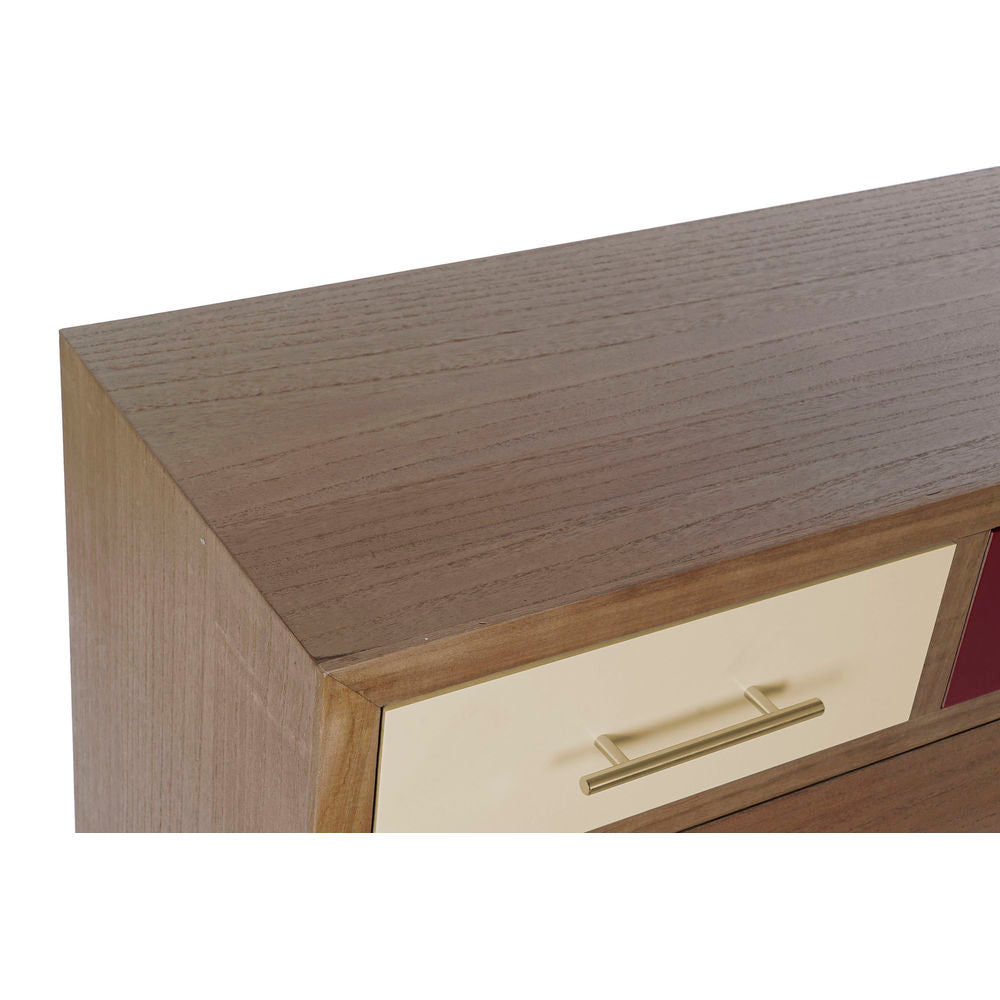 Chest of drawers DKD Home Decor Natural Metal Cream Maroon Paolownia wood (80 x 34 x 84 cm)