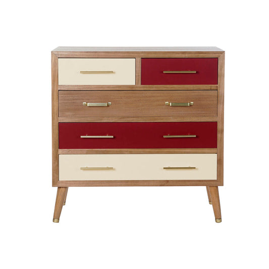 Chest of drawers DKD Home Decor Natural Metal Cream Maroon Paolownia wood (80 x 34 x 84 cm)
