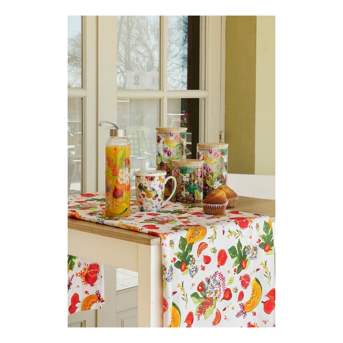 Tablecloth and napkins DKD Home Decor LC-179877 Papaya Multicolour (150 x 250 x 0,5 cm) (9 pcs)