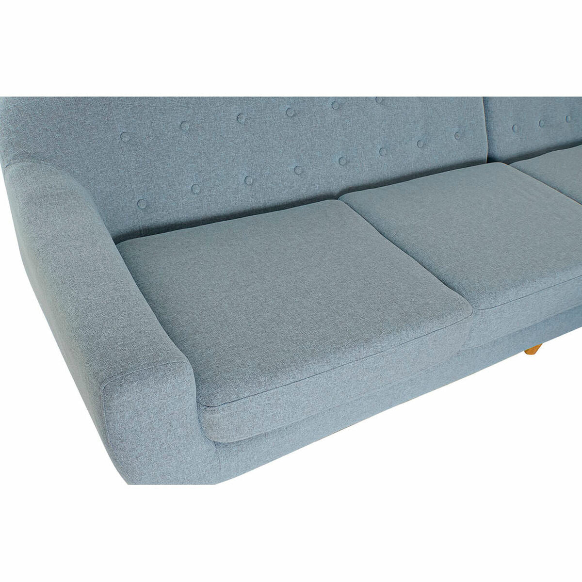 3-Seater Sofa DKD Home Decor Polyester Rubber wood Sky blue (226 x 144 x 84 cm)