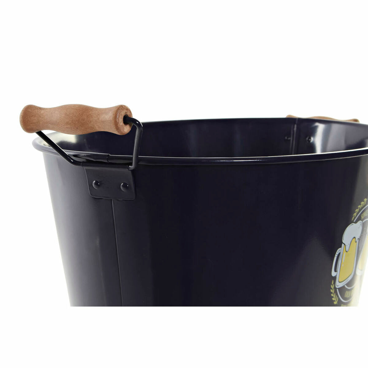 Bucket DKD Home Decor Cold Beer Yellow Wood Metal Navy Blue (51 x 30 x 18.5 cm)