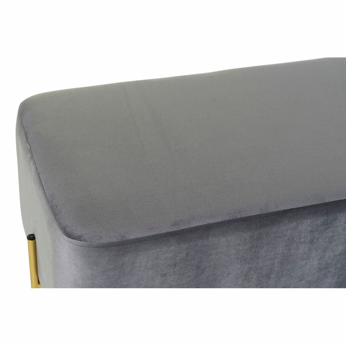 Bench DKD Home Decor Grey Golden Metal Polyester Velvet (91 x 46,5 x 42 cm)