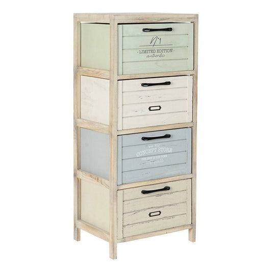 Chest of drawers DKD Home Decor Natural Blue Green Children's Paolownia wood (40 x 31 x 94,5 cm)