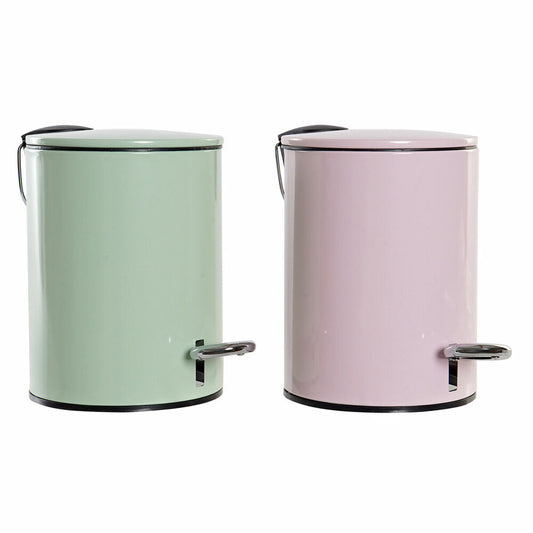 Rubbish bin DKD Home Decor Green Pink Metal (3 L) (2 pcs) (23 x 17 x 23 cm)