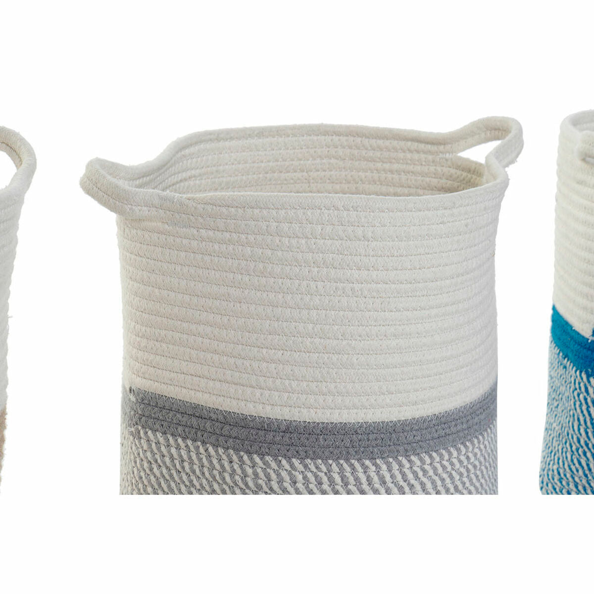 Basket DKD Home Decor Black Grey Beige Blue Cotton (30 x 30 x 35 cm) (4 pcs)