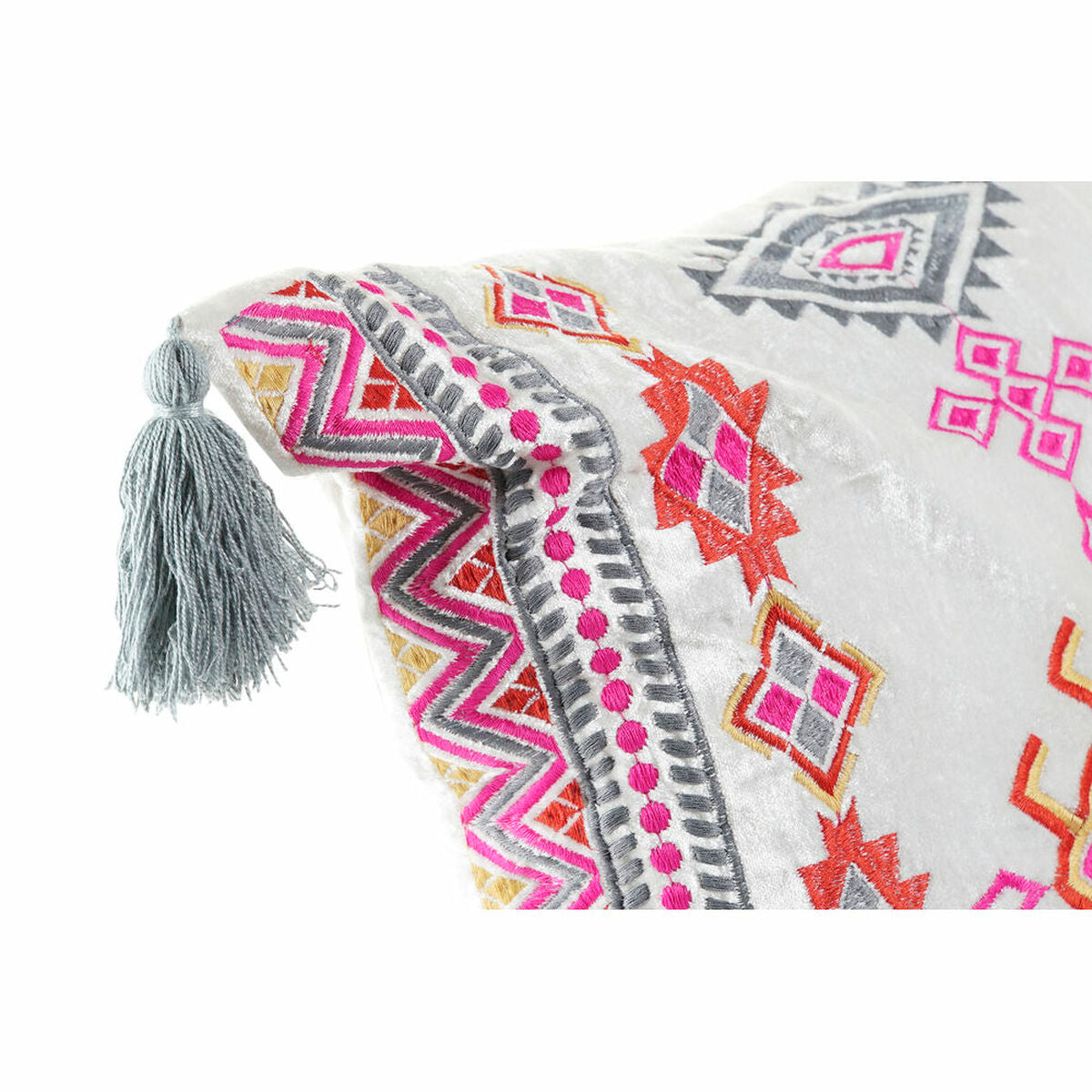 Cushion DKD Home Decor 8424001817528 Polyester Cotton Aluminium Multicolour Arab Fringe (3) (40 x 10 x 40 cm) (3 Units)