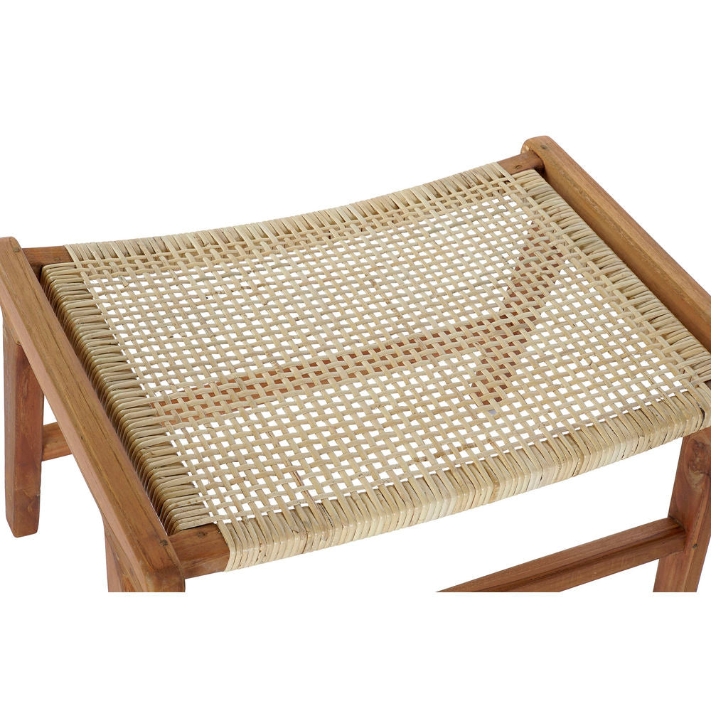 Bench DKD Home Decor Natural Teak Light brown Rattan (65 x 47 x 40 cm)