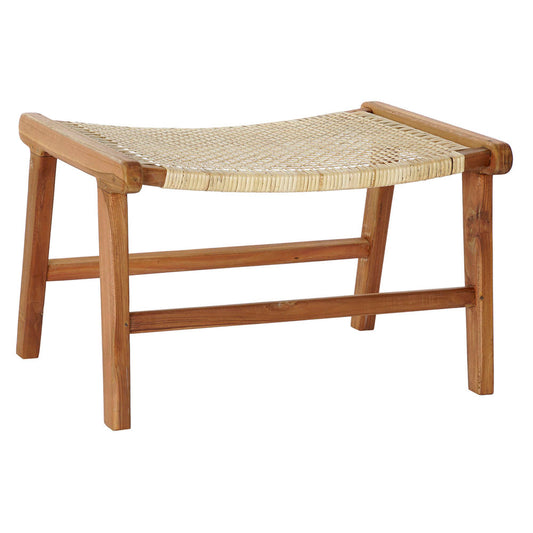 Bench DKD Home Decor Natural Teak Light brown Rattan (65 x 47 x 40 cm)