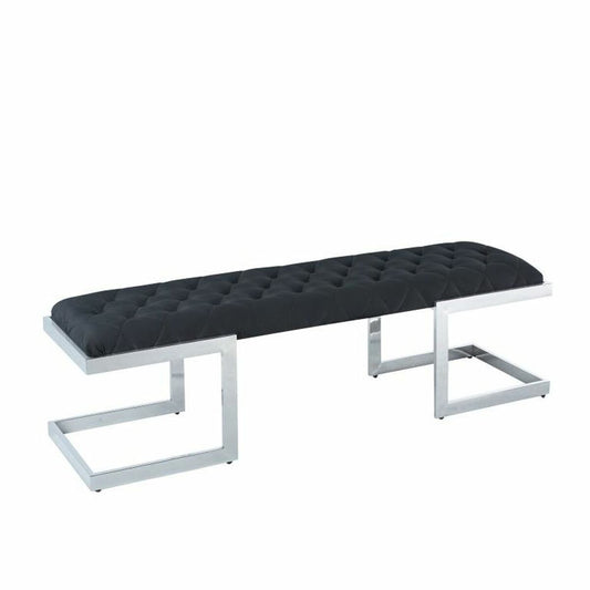 Bench DKD Home Decor Black Polyester Steel (140 x 40 x 40 cm)