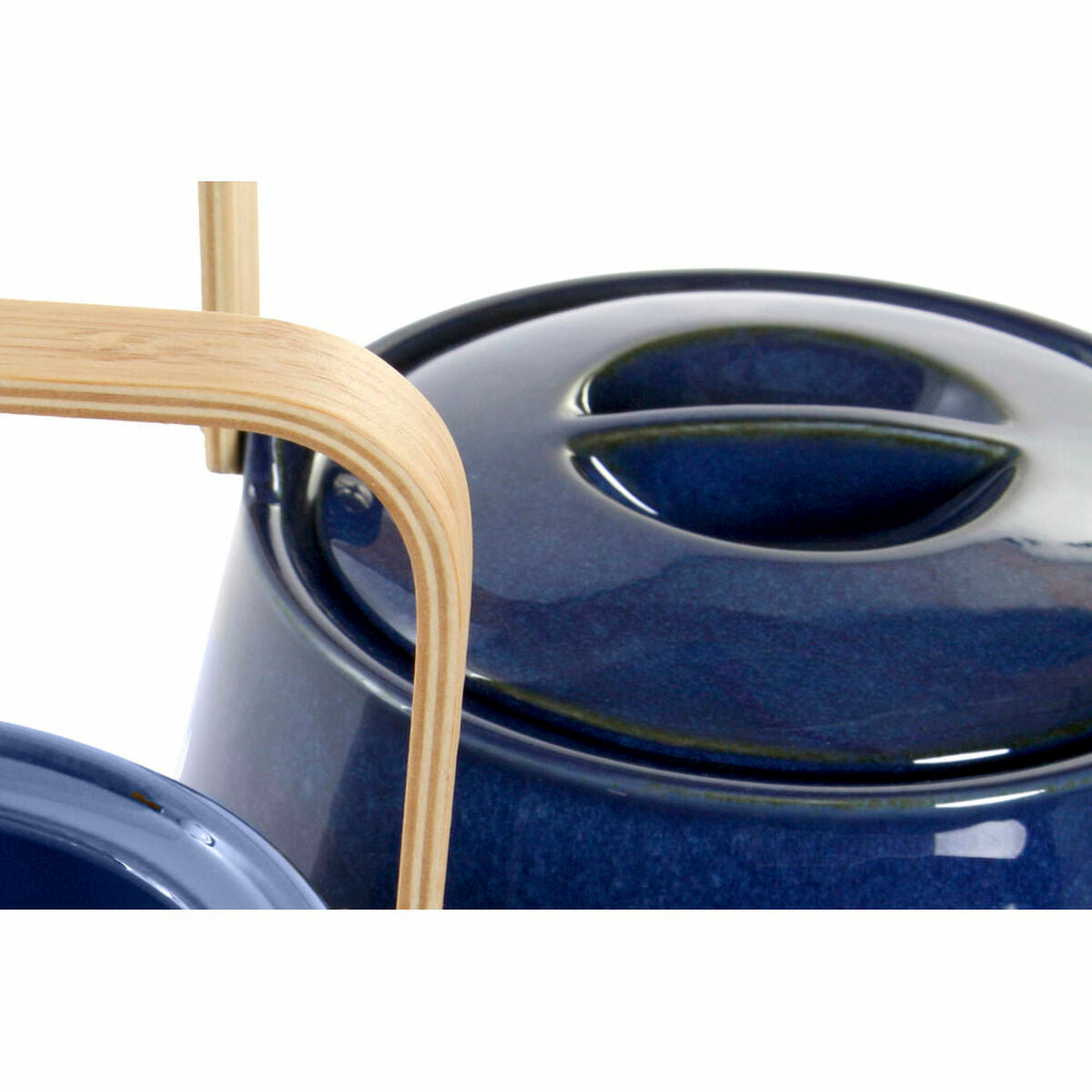 Teapot DKD Home Decor S3027093 Porcelain Blue Bamboo (21 x 17 x 10 cm) (1 L)