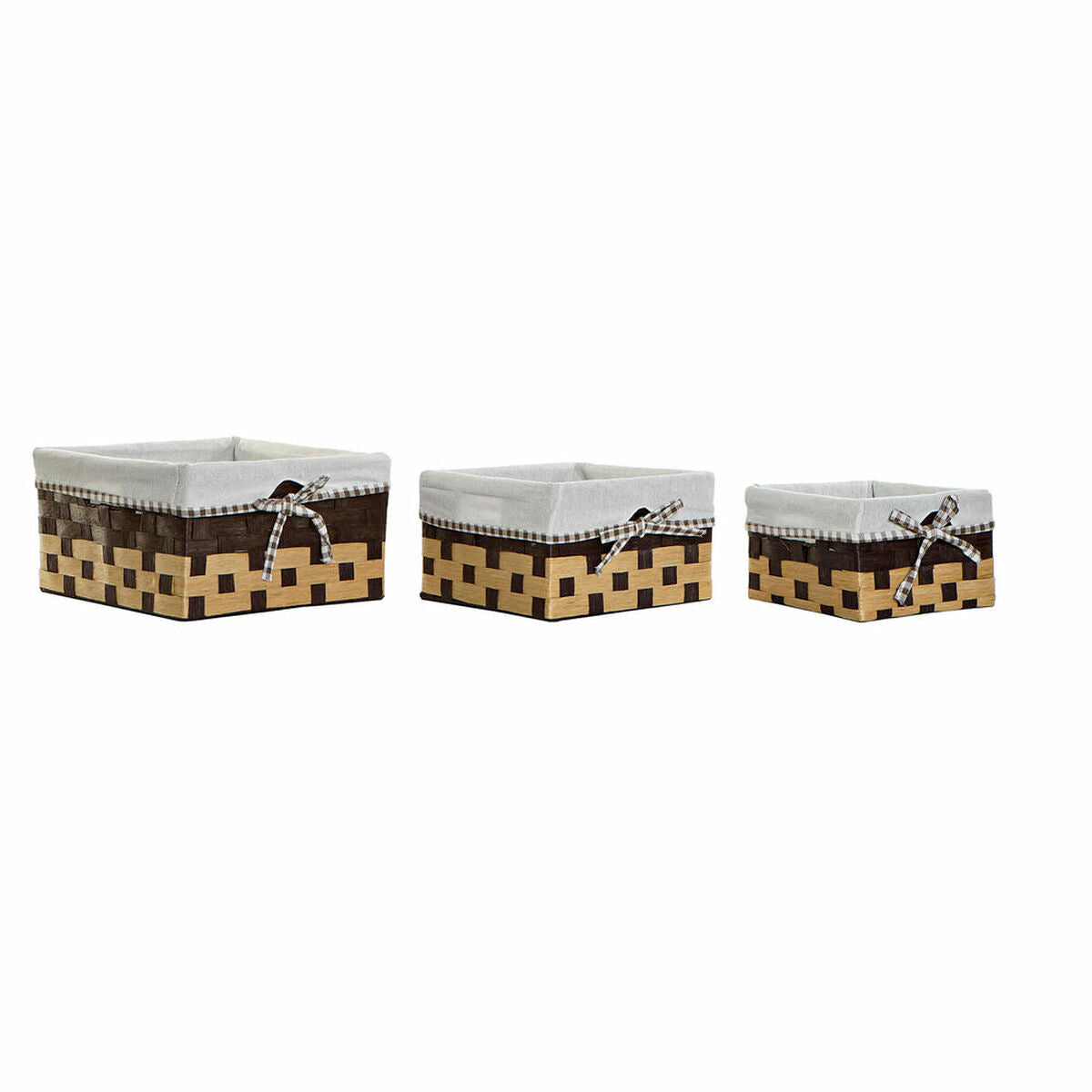 Basket set DKD Home Decor Baths Linen Fibre Traditional (3 pcs)