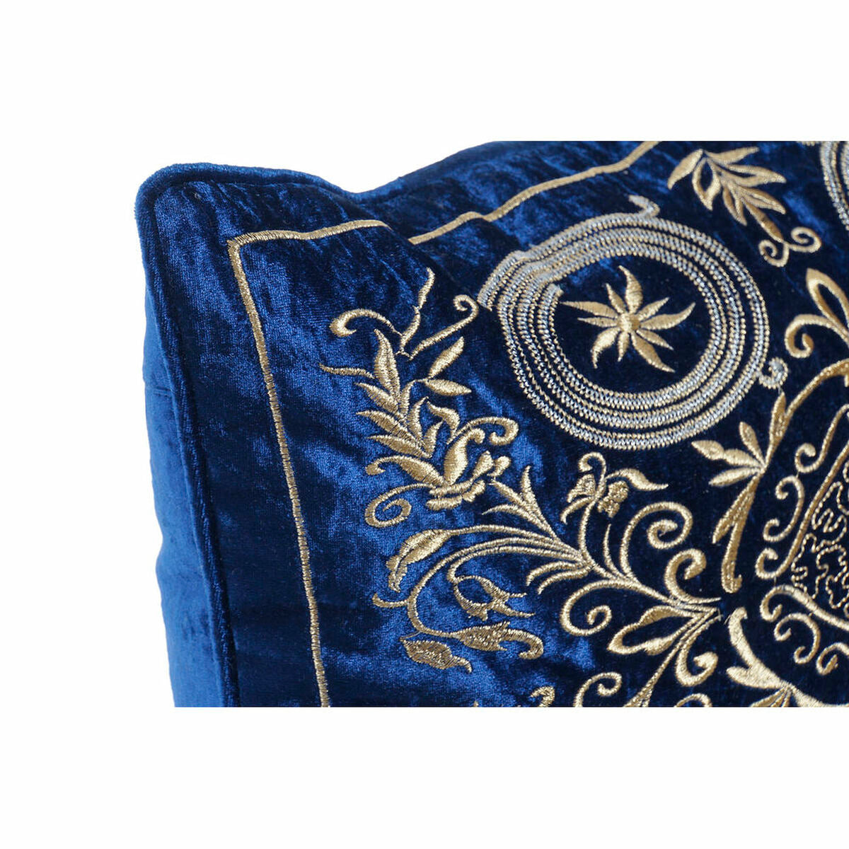 Cushion DKD Home Decor 8424001850358 Golden Polyester Velvet Aluminium Navy Blue (50 x 10 x 30 cm)