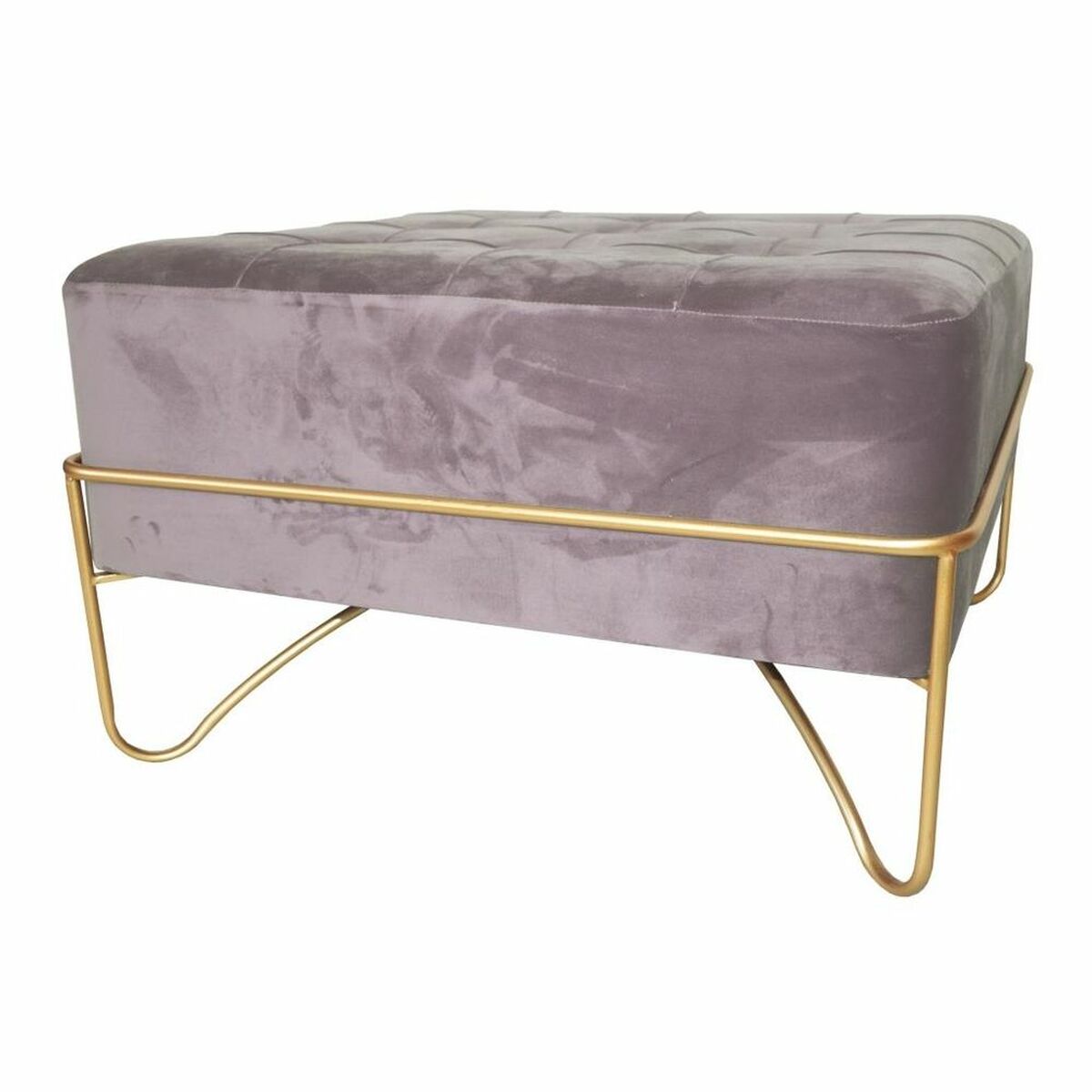 Bench DKD Home Decor Foam Pink Golden Metal Polyester Velvet MDF Wood (80 x 80 x 42 cm)