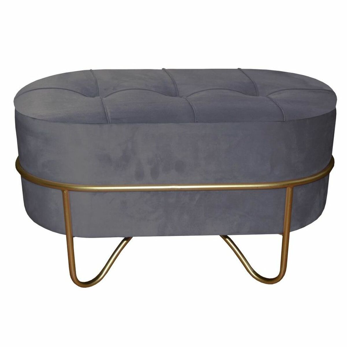 Bench DKD Home Decor Foam Grey Golden Metal Polyester Velvet MDF Wood (72 x 39 x 41 cm) (72 x 39 x 39 cm)