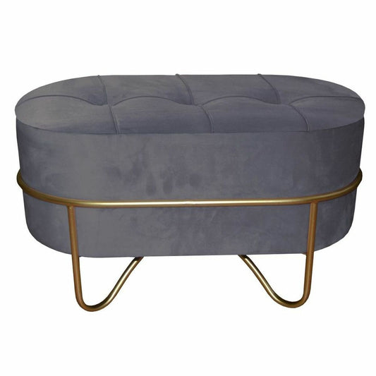 Bench DKD Home Decor Foam Grey Golden Metal Polyester Velvet MDF Wood (72 x 39 x 41 cm) (72 x 39 x 39 cm)