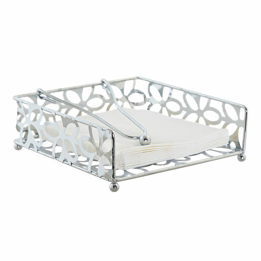 Napkin holder DKD Home Decor Marguerite Silver Metal