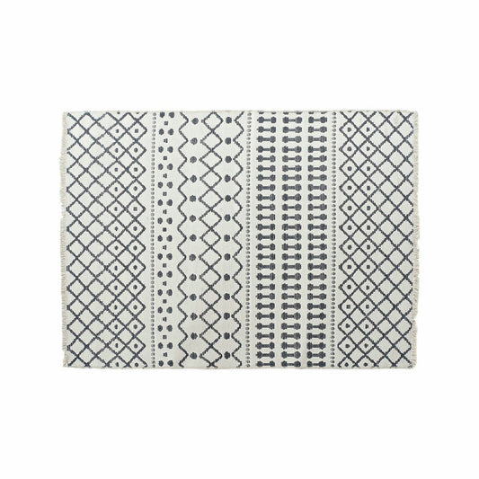 Carpet DKD Home Decor White Polyester Cotton Dark Grey (120 x 180 x 1 cm)