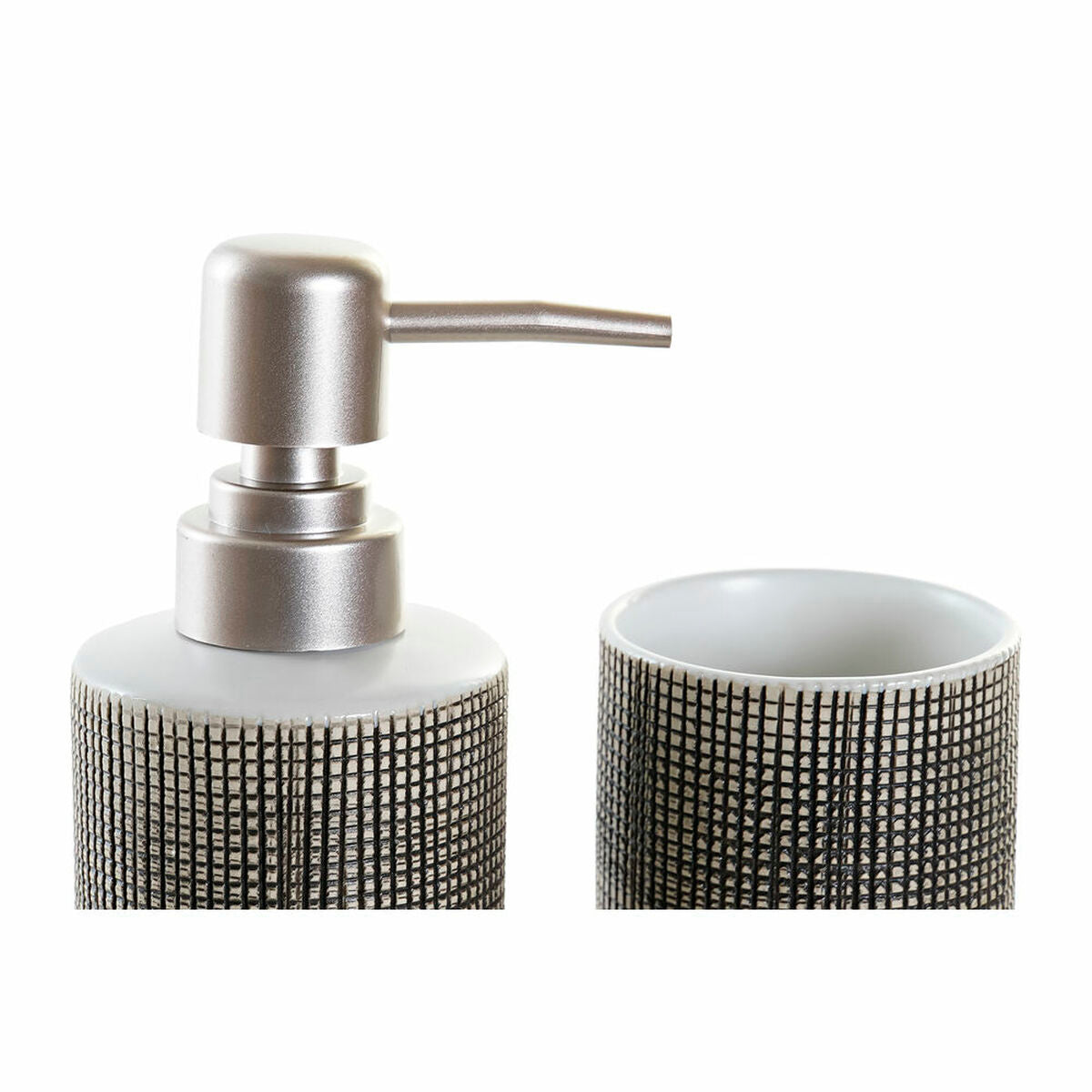 Bath Set DKD Home Decor Brown ABS Stoneware (3 pcs) (6.5 x 6.5 x 17 cm)