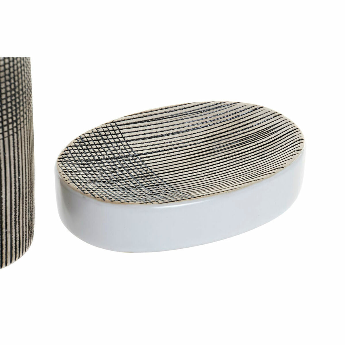 Bath Set DKD Home Decor Brown ABS Stoneware (3 pcs) (6.5 x 6.5 x 17 cm)