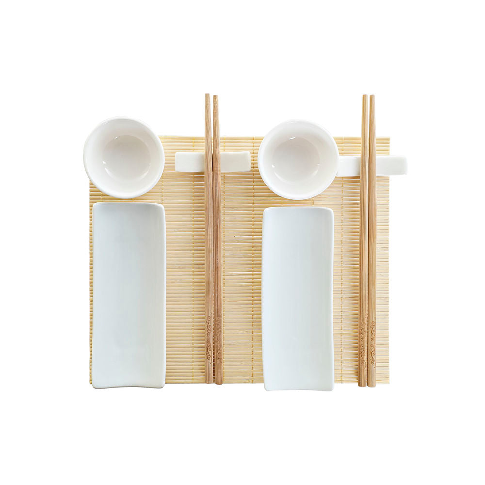 Sushi Set DKD Home Decor Bamboo Stoneware (28,5 x 19,5 x 3,3 cm)