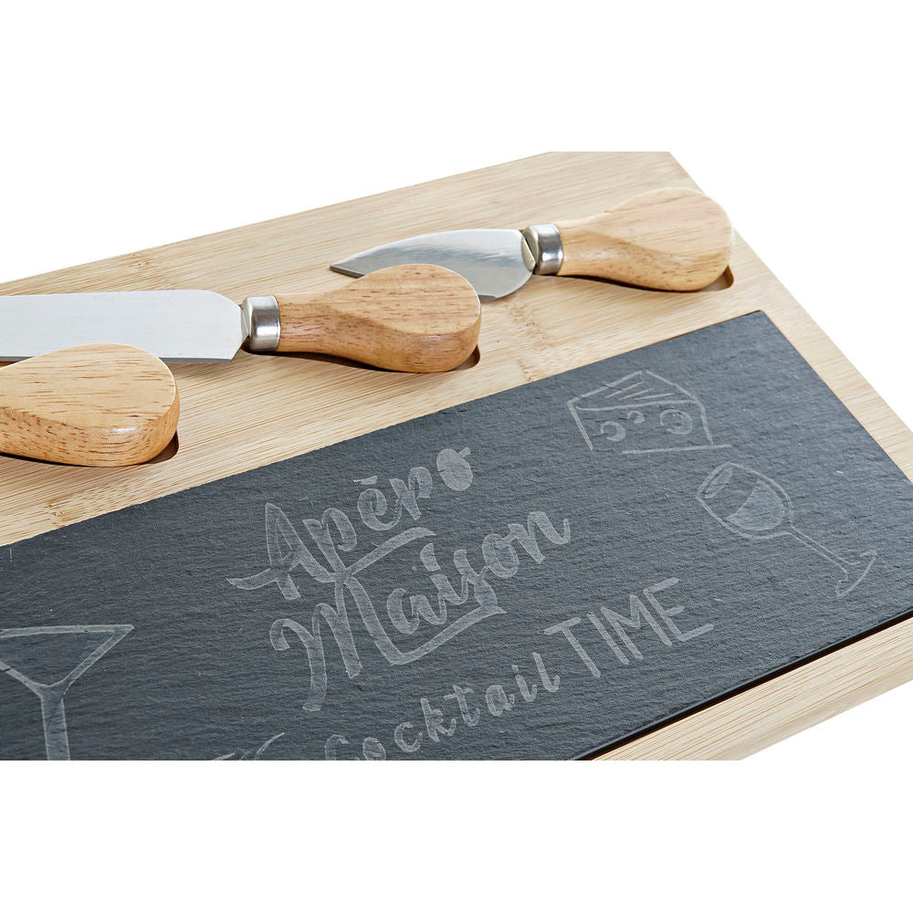 Cutting board DKD Home Decor Black Bamboo Board (4 pcs) (33 x 19 x 2.4 cm)