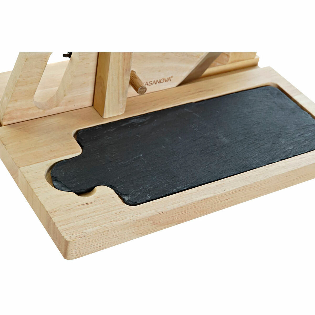 Cutter DKD Home Decor Cured meat Stainless steel Rubber wood Board Natural (26 x 20 x 10 cm)