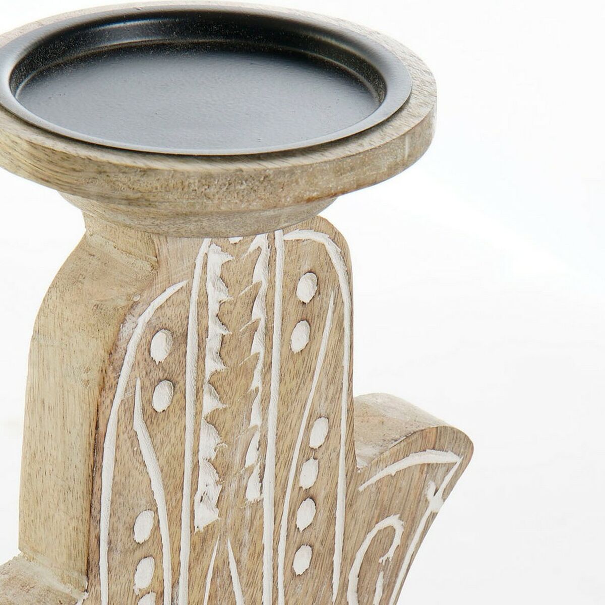 Candle Holder DKD Home Decor Floral Metal Brown White Mango wood (10 x 10 x 37.5 cm)