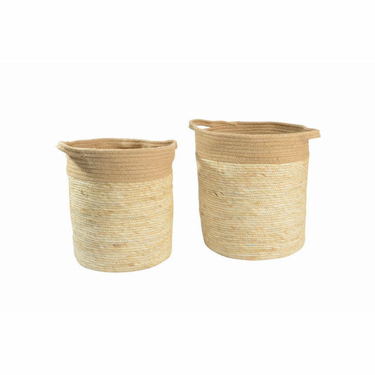 Set of Baskets DKD Home Decor Jute Fibre Cottage (2 pcs) (36 x 36 x 40 cm)