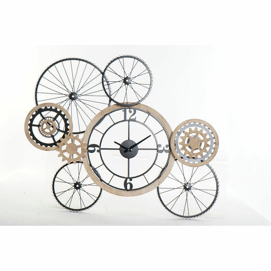 Wall Clock DKD Home Decor Black Metal Radio MDF Wood (84.5 x 5 x 67.3 cm)