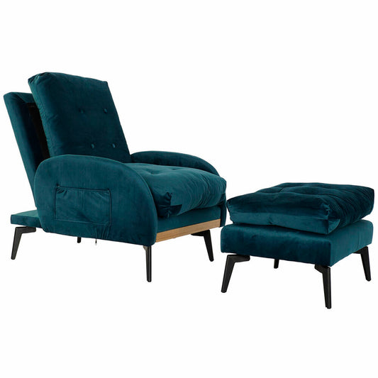 Sofabed DKD Home Decor Black Metal Turquoise Polyester 2 pcs (74 x 85 x 80 cm)