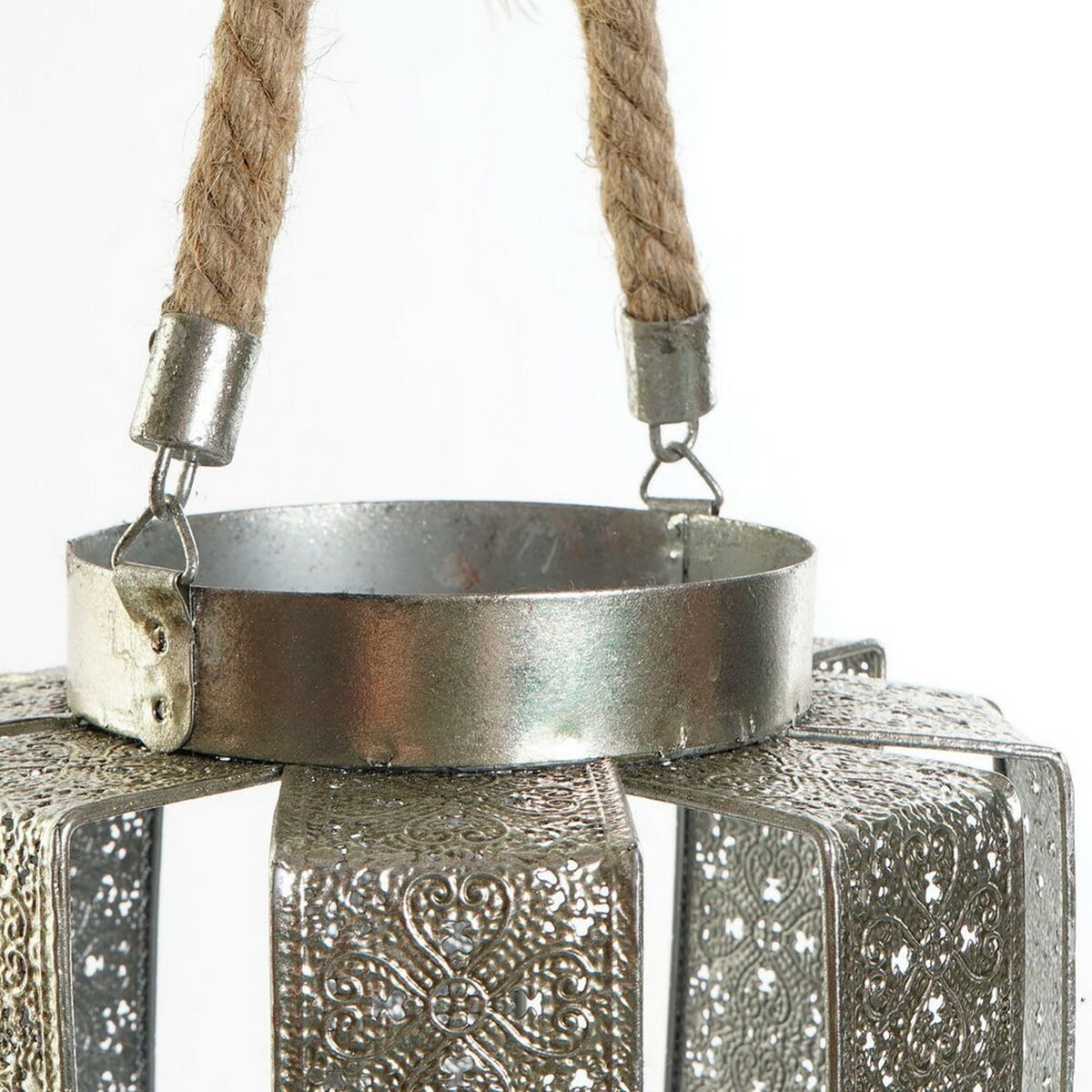 Candle Holder DKD Home Decor Silver Metal Rope (21 x 21 x 22 cm)