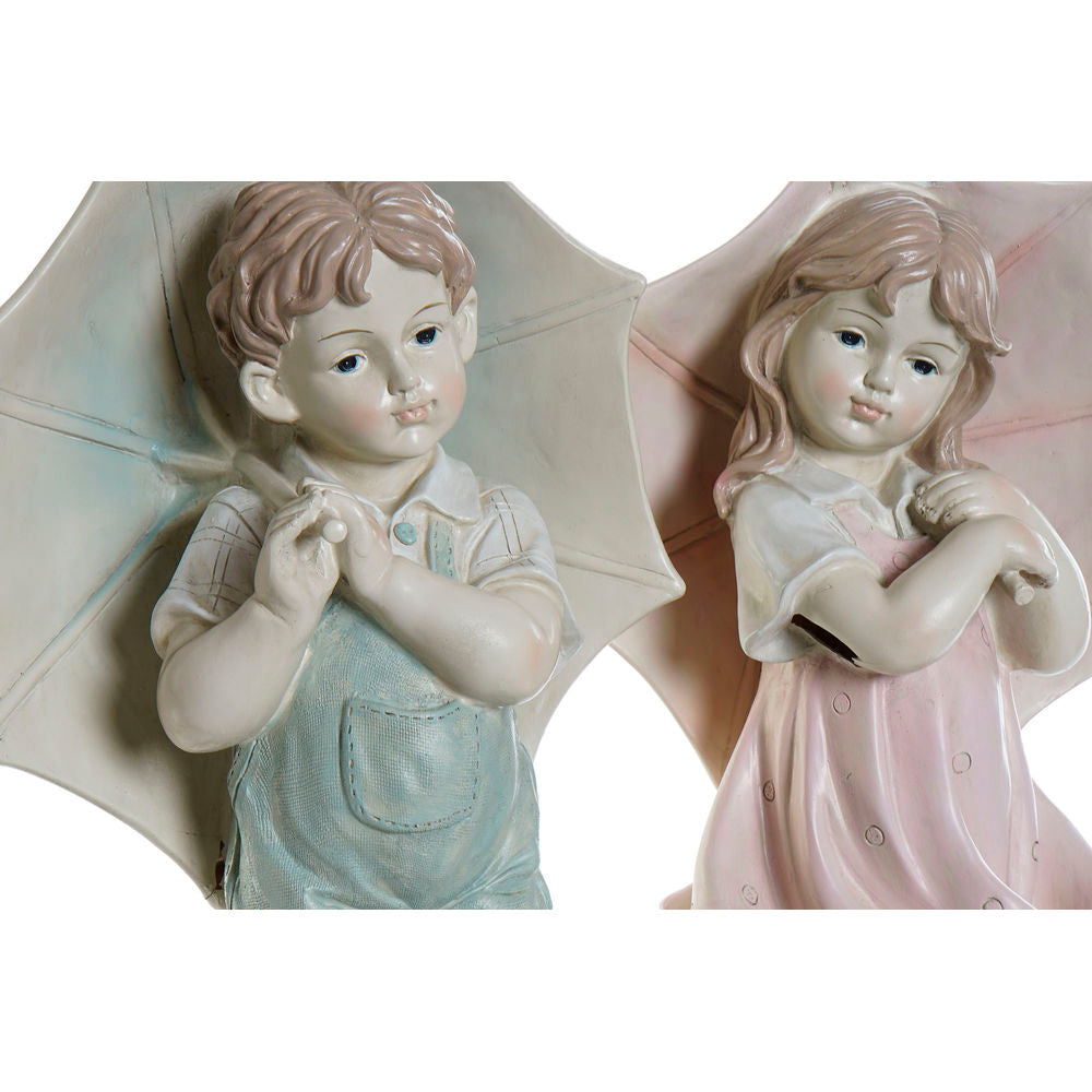 Decorative Figure DKD Home Decor Blue Pink Resin Children (28 x 20 x 48.5 cm) (2 pcs)